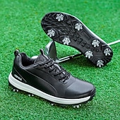 cheap Men&#039;s Golf Shoes-Men&#039;s Black and White Golf Shoes with Spiked Sole, Breathable Upper, and Lightweight Design for Comfort and Support on the Golf Course
