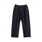 abordables Pantalons élite pour hommes-Homme Pantalon chino Boutons Avec Poches Jambe Droite Couleur Unie Longueur complète Extérieur Vacances Occasionnel Élégant Vacances Kaki clair Noir Micro-Élastique
