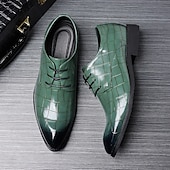 economico Formale-scarpe stringate in similpelle con motivo coccodrillo bordeaux da uomo, eleganti calzature formali per lavoro, matrimoni e occasioni speciali