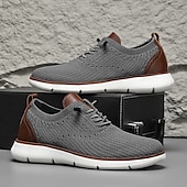 preiswerte Sneaker für Herren-Atmungsaktive Strick-Sneaker für Herren mit Kunstlederakzenten – stylische, leichte Sportschuhe für die Freizeit und den Komfort im Alltag