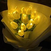 abordables Articles de fête-Lampe tulipe 10 pièces, lampe de table à détection ambiante, veilleuse à LED pour bouquet de simulation, lampe de table pour bouquet de décoration de chambre, lampe pour bouquet à main