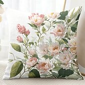 baratos estilo floral e plantas-Capa Decorativa de Almofadas Florais 1PC Capa de Almofada Quadrada Macia para Sofá do Quarto Sala de Estar