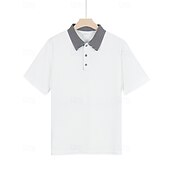 economico Polo classica da uomo-Per uomo Camicia da golf Golf Polo da golf Ufficio Informale Bavero Manica corta Essenziale Moderno Color Block Collage Bottoni Estate Primavera Standard Bianco Blu marino Azzurro cielo Cachi Camicia