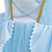 cheap Fairytale Theme Dresses-Kids Girls&#039; Dress Color Block Sleeveless Performance Outdoor Mesh Adorable Costume Polyester Midi Casual Dress A Line Dress Tulle Dress Summer Spring 4 years+ Sky Blue
