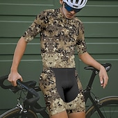 tanie Męskie koszulki-Męskie Koszulka rowerowa Kamuflaż Krótki rękaw Rower Tee Tshirt Dżersej z 3 tylnymi kieszeniami Kolarstwo górskie Szybkie wysychanie Anatomiczny kształt Odprowadzające wilgoć Oddychający Sport Ziele