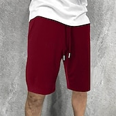 cheap Sweat Shorts-Men&#039;s Sweat Shorts Summer Shorts Casual Shorts Pocket Drawstring Elastic Waist Plain Comfort Short Party Daily Fashion Classic Style White Wine Micro-elastic