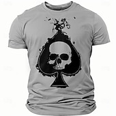 abordables Camiseta gráfica para hombres-Hombre Cráneos Póker Camiseta Camiseta superior 100% Algodón Manga Corta Gráfico Camisa Rojo Verde Ejército Gris Camiseta cómoda Vacaciones Calle Ropa de diseñador de moda