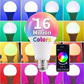 cheap Smart Lights-A19 E27 RGB Smart Light Bulb – Bluetooth &amp; WiFi Color Changing, Dimmable 10W LED Bulb with Music Sync, Works with Tuya APP