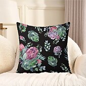 billige blomster- og plantestil-Blomst insekt dekorative kasteputer dekning 1PC myk firkantet sofa putevar puteinnlegg soverom stue sofa stol