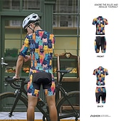 cheap Men's Clothing Sets-Men's Cycling Jersey with Shorts Short Sleeve Mountain Bike MTB Road Bike Cycling Summer Spring Autumn / Fall Navy Blue Royal Blue Blue Cat Bike Front Zipper Sweat wicking Comfortable Breathable