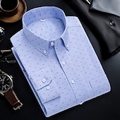 economico camicie oxford da uomo-Per uomo Camicie Camicia abbottonata Camicia Oxford Camicia non stirabile Camicia a righe A quadri / A righe / Chevron Matrimonio Ufficio e carriera Blu chiaro Bianco Blu marino Blu reale Manica lunga