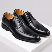 economico Formale-scarpe eleganti da uomo in similpelle marrone con design allacciato, eleganti calzature formali per ufficio, matrimoni ed eventi speciali