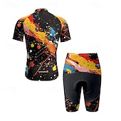 halpa Miesten vaatesarjat-Miesten Pyöräily jersey ja shortsit Graffiti Lyhythihainen Pyörä Liikunta-asut 3 takataskulla Maastopyöräily Maantiepyöräily Etuvetoketju Hikeä siirtävä Mukava Hengittävä Urheilu Musta Keltainen