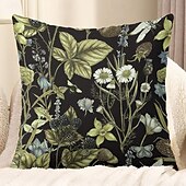 billige blomster- og plantestil-Blomst insekt dekorative kasteputer dekning 1PC myk firkantet sofa putevar puteinnlegg soverom stue sofa stol