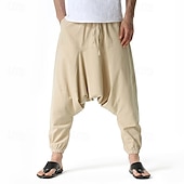abordables Retro-Hombre Persona que practica jogging Pantalones de algodón Pantalones Pantalones de playa Pantalones Harem Bolsillo Correa Cintura elástica Plano Comodidad Transpirable Vacaciones Diario Festivos