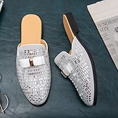 preiswerte Clogs &amp; Pantoletten für Herren-Herren-Slipper aus braunem Wildleder mit metallisch-goldenen Nieten und Schleifenakzent – stilvolle Freizeit-Loafer für den Alltag und besondere Anlässe