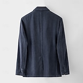 abordables Vêtements d&#039;extérieur élites pour hommes-Homme Veste blazer École Formel Mariage Élégant Chaud Printemps Automne Lin Couleur Unie Épaissir Boutonnage simple deux boutons veste Noir bleu marine