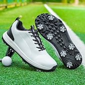cheap Men&#039;s Golf Shoes-Men&#039;s Black and White Golf Shoes with Spiked Sole, Breathable Upper, and Lightweight Design for Comfort and Support on the Golf Course