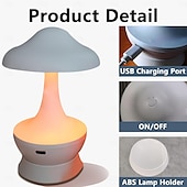 baratos Candeeiros de mesa-cogumelo luz noturna quarto lâmpada de mesa de cabeceira rgb atmosfera copo lâmpada usb recarregável lâmpada noturna para quarto dormitório sala de estar decoração para casa aniversário presente de