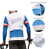 abordables Maillots pour hommes-Homme Maillot de cyclisme Bloc de Couleur manche longue Cyclisme Maillot avec 3 poches arrière VTT Vélo tout terrain Séchage Rapide Respirant Des sports Blanche Bleu Vêtement Tenue