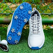 cheap Men&#039;s Golf Shoes-Men&#039;s Black and White Golf Shoes with Spiked Sole, Breathable Upper, and Lightweight Design for Comfort and Support on the Golf Course