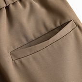 baratos Calças de Vestir Curtas-Homens Calção Shorts sociais Pregueado Cintura elástica Perna reta Tecido Conforto Sem Ferro Comprimento do joelho Escritório O negócio Diário Moda Roupa de rua Preto Marron