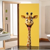 tanie Okładki drzwi-Zabawne Zwierzęta Dekoracje Drzwi Pokrycia Drzwi Giraffe Gobelin Zasłona Drzwi Dekoracja Tło Wewnątrz/Zewnątrz Baner Drzwi dla Domku Wiejskiego