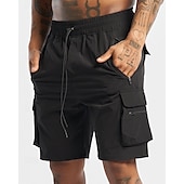 baratos Clássico-Homens Bermuda Cargo Calção Com Cordão Cintura elástica Bolso Com Zíper Tecido Secagem Rápida Vestível Curto Ao ar livre Diário Acampar e Caminhar Moda Clássico Preto Amarelo