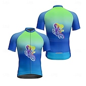 abordables Maillots pour hommes-Homme Maillot Velo Cyclisme Manche Courte Cyclisme Tee-shirt Maillot avec 3 poches arrière VTT Vélo tout terrain Respirable Séchage rapide Conception anatomique Mèche Bleu Violet Vert Dégradé Des