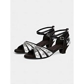 economico Scarpe per balli latini-sandali da ballo con glitter argento per donna | eleganti tacchi aperti con cinturino regolabile | perfetti per balli da sala, salsa e abiti da sera