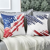 cheap Holiday Cushion Cover-American Flag Vintage Decorative Toss Pillows Cover 1PC Soft Square Couch Cushion Case Pillowcase for Bedroom Livingroom Sofa Chair 4th of July Independence Day