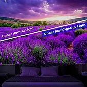 billiga Blacklight tapestries-Svartljus Tapestry Glödar i Mörkret Glöd Fest UV Reaktiv Lavendel Trippy Dimmig Natur Landskap Hängande Tapestry Väggkonst Mural för Vardagsrum Sovrum