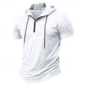 levne základní trička-Pánské Tričko Mikiny na zip Tričko Top Krátký rukáv Zip Léto Jaro Pevná barva Tradiční a retro Kapuce Formální Domů Sporty a outdoor Černá Bílá Šedá Top tričko pro muže