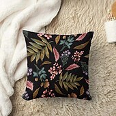 billige blomster- og plantestil-Blomst insekt dekorative kasteputer dekning 1PC myk firkantet sofa putevar puteinnlegg soverom stue sofa stol