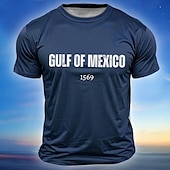 お買い得  メンズおもしろTシャツ-メキシコ湾1569のグラフィックプリント付き男性用ショートスリーブTシャツ