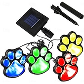 abordables Luces de camino y linternas-Lámpara solar para exteriores con forma de pata de perro: lámpara de jardín con forma de animal resistente al agua para caminos, pasarelas, patios, césped y decoración de parques