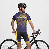 economico Set di abbigliamento da uomo-Per uomo Maglia con pantaloncini da ciclismo Manica corta Ciclismo da montagna Cicismo su strada Blu marino Bicicletta Elastene Gli sport Lettere &amp; Numeri Abbigliamento