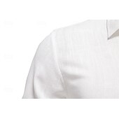 abordables Informal de negocios-Hombre Camisa camisa de lino Camisa de lino de algodón Camisa casual Abotonar la camisa Plano Vacaciones Calle Blanco Azul Marino Oscuro Albaricoque Manga Larga Diseño Primavera Ropa Frunce