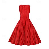levne Šaty-Retro 50. léta Rockabilly Šaty Houpací šaty Puntíky Dámské Karneval Plesová maškaráda Denní nošení loučení se svobodou nevěsty Dospělé Šaty Šaty pro návrat domů