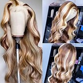 economico Parrucche lace front capelli veri-p4/613 parrucca con evidenziazione 13x4 parrucca frontale in pizzo parrucca con capelli umani ondulati 180% densità