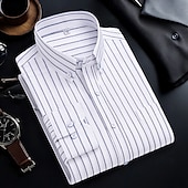 economico camicie oxford da uomo-Per uomo Camicie Camicia abbottonata Camicia Oxford Camicia non stirabile Camicia a righe A quadri / A righe / Chevron Matrimonio Ufficio e carriera Blu chiaro Bianco Blu marino Blu reale Manica lunga