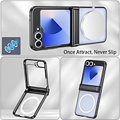 cheap Samsung Cases-Phone Case For Samsung Galaxy Z Flip 7 Z Flip 6 Z Flip 5 Back Cover Magnetic Support Wireless Charging Shockproof Retro Plating PC