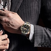 preiswerte Quarz-Uhren-1 Herren Sport Stahlband Uhr Leuchtet Im Dunkeln Kalender Wochenanzeige Licht Luxus All-In-One Legierung Mode Ultra-Dünn Digital Herren Business Uhr