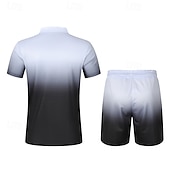 voordelige T-shirt sets voor heren-Voor heren T-shirt past 2 stuks outfits T-shirt en korte broek Korte mouw Revers Zomer Kleurenblok Modieus Casual 2-stuks Kwart ritssluiting Vakantie Alledaagse kleding Uitgaan Zwart Bruin Top