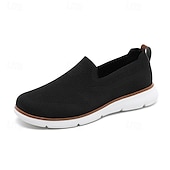 billige Sneakers til herrer-slip-on strikkede joggesko for menn, pustende mesh-overdel med komfortabel passform, uformelle lette sko for hverdags- og utendørsaktiviteter
