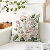 baratos estilo floral e plantas-Capa Decorativa de Almofadas Florais 1PC Capa de Almofada Quadrada Macia para Sofá do Quarto Sala de Estar