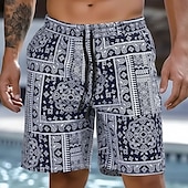 cheap Retro Vintage &amp; Ethic-Men&#039;s Floral Paisley Swim Trunks Swim Shorts Board Shorts Mid Waist Streetwear Hawaiian Casual Daily Holiday Pocket Drawstring Elastic Waist Designer Clothing Apparel
