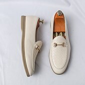 levne Poloformální-pánské bílé nazouváky z umělé kůže s tkaným detailem a zlatou přezkou – elegantní neformální obuv do práce i na formální příležitosti