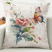 cheap Floral &amp; Plants Style-Rustic Floral Decorative Toss Pillows Cover 1PC Soft Square Couch Cushion Case Pillowcase for Bedroom Livingroom Sofa Chair