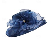 levne Party klobouky-Klobouky Organza Sluneční klobouk Formální Čajový dýchánek koktejl Elegantní Vinobraní Roztomilý S Květiny Přílba Pokrývky Hlavy